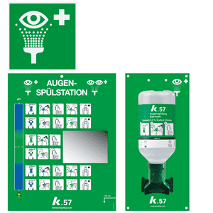 K.57 Vorteils-Set Augenschutz, 500ml Augenspülfl, Anleit, Rettungszeichen Augenspüleinr Bild 1