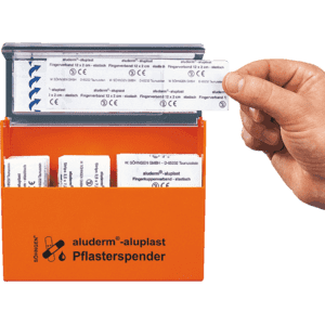 aluderm®-aluplast Pflasterspender, gefüllt, Kunststoff, Wandhalterung, 160x122x57mm Bild 2