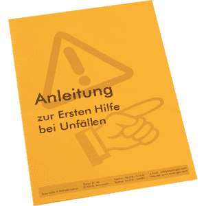SÖHNGEN® Anleitung für Ersten- Hilfe- Leistung bei Unfällen, Informationsbroschüre Bild 1