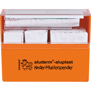 aluderm®-aluplast Pflasterspender Kinder, gefüllt, Wandhalterung, 160 x 122 x 57mm Bild 1