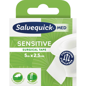 Salvequick Sensitive Tape, atmungsaktiv, hypoallergen, 5mx2,5cm Bild 1
