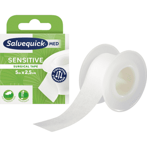 Salvequick Sensitive Tape, atmungsaktiv, hypoallergen, 5mx2,5cm Bild 2