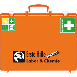 SÖHNGEN® Erste- Hilfe- Koffer Labor und Chemie, gem.DIN 13157, orange, Wandh. Bild 1
