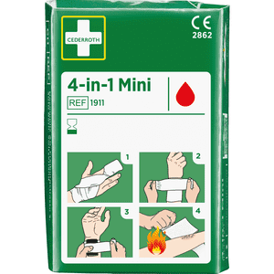 CEDERROTH 4-in-1 Mini, Verbandmaterial, Einwegbinde 12x8cm, Kompresse 300x6cm, 2 / Verpackungseinheit Bild 1
