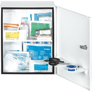 SÖHNGEN® Verbandschrank Kindergarten, i.A.a. ASR A4.3 (DIN 13157), weiß, Stahlblech Bild 2