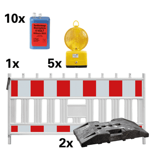 Vorteils-Set, Baustellensicherung, 2 Fußplatten, 5 Leuchten Euro-Nitra, 10 Batterien Bild 1