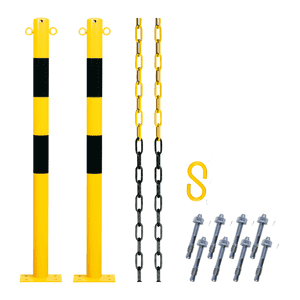 K.57 Vorteils- Set Schutzpfosten XL Duo, Pfosten XL, Absperrkette, S- Haken und Anker Bild 1