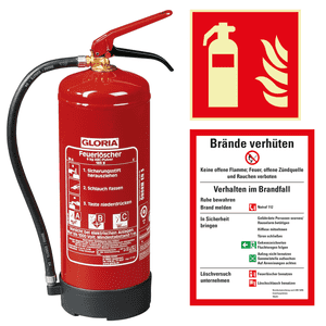 Vorteils- Set Feuerlöscher 4, Feuerlöscher PD6GA, Aushang Brände, Brandschutzzeichen Bild 1
