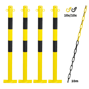 K.57 Vorteils-Set Absperrpfosten Bern, 4 Pfosten, 10m Kette, 20 Verbind, ge/s, Stahl Bild 1