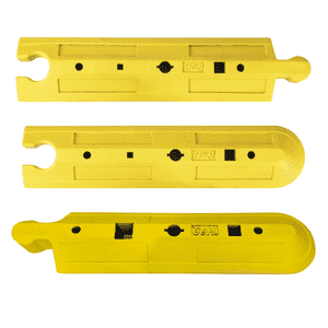 Road separator-Set, Anfangstück, Mittelteil, Endstück, gelb, Gummi, 3000x250x80mm Bild 1