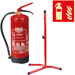 Vorteils- Set Feuerlöscher und Brandschutzzeichen, Pulverlöscher m.Ständer, Schild Bild 1