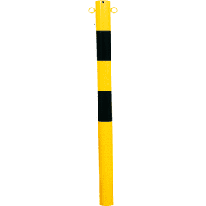 K.57 Absperrpfosten, zum Einbetonieren, gelb/schwarz, Stahlrohr, feuerverzinkt, 1000mm Bild 1
