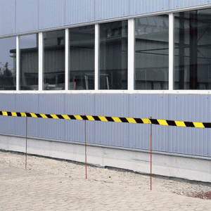Absperrband Super, gelb / schwarz schraffiert, Polyethylen, 80mm, 500m / Rolle Bild 2