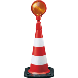Leitkegel mit Blitzlampe, RSA21, rot / weiß, Kunststoff, Typ 2 Folie, 750mm, 7,4kg Bild 1