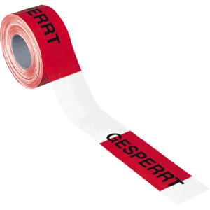 Absperrband Gesperrt, rot / weiß geblockt, Polyethylen, 80mm, 500m / Rolle Bild 1