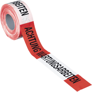 Absperrband Achtung Wartungsarbeiten, rot / weiß, 500m / Rolle Bild 1