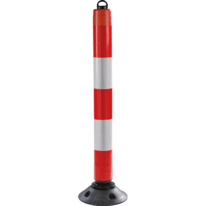 K.57 Absperrpfosten ParkPin mit Fuß, mit Ösenkappe, rot / weiß, Ø 100mm, 1050mm Bild 1