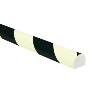 Flächenschutzprofil Typ C, selbstklebend /zum Anschrauben, nachleuchtend/gelb-schwarz, Polyurethan, 1m Bild 1
