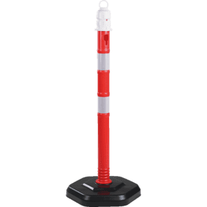Einzelkettenständer MultiMAX inklusive Fuß, rot-reflektierend, Polypropylen, H 1000mm Bild 1