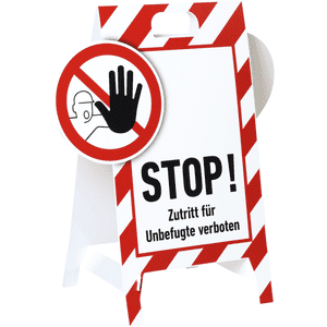 Verbotaufsteller 3D-Optik, ...Unbefugte verboten, 2-sprachig, Kunststoff, 480x650mm, 300g Bild 1