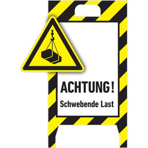 Warnaufsteller 3D-Optik, Achtung! Schwebende Last, Kunststoff, 480x650mm, 300g Bild 3
