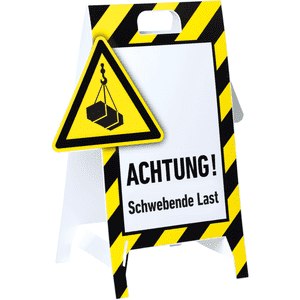 Warnaufsteller 3D-Optik, Achtung! Schwebende Last, Kunststoff, 480x650mm, 300g Bild 1