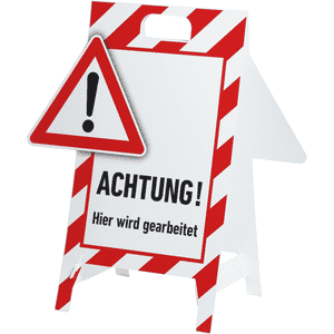 Verbotaufsteller 3D-Optik, Hier wird gearbeitet, rot/weiß, Kunststoff, 480x650mm, 300g Bild 2