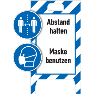 Gebotaufsteller 3D-Optik, Abstand halten u. Maske, Kunststoff, 480x650mm, 300g Bild 3
