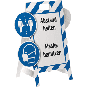 Gebotaufsteller 3D-Optik, Abstand halten u. Maske, Kunststoff, 480x650mm, 300g Bild 1