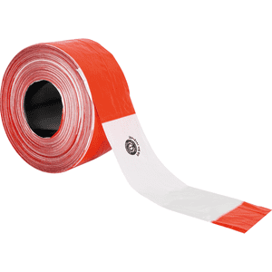 Recycling Absperrband Super, rot / weiß geblockt, Polyethylen, 80mm, 500m / Rolle Bild 2
