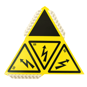 Warnpyramide zum Selbstaufbau mit Magnet, ISO / W012, gelb / schwarz, 150 x 150 x 150mm Bild 2