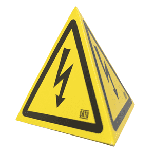 Warnpyramide zum Selbstaufbau mit Magnet, ISO / W012, gelb / schwarz, 150 x 150 x 150mm Bild 3