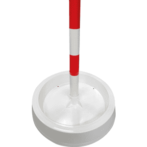 Absperrpfosten Filly, 2 Ösen Kopf, rot/weiß, PVC, 900x50mm, m.Bodenwanne Ø 500mm Bild 2