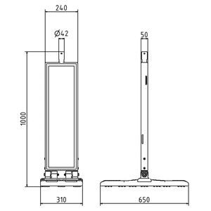 Schake Klappbake, doppelseitig rechts/-linksw, rot/weiß schraffiert, H 1000mm Bild 2