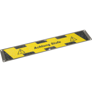 Platte Achtung Stufe, mit 3M Antirutschbelag, R13, schwarz/gelb, Aluminium, 114x635mm Bild 1
