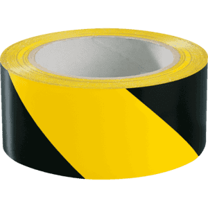 Warnmarkierungsband, gelb / schwarz schraffiert, Polyethylen, 50mm, 33m / Rolle Bild 1