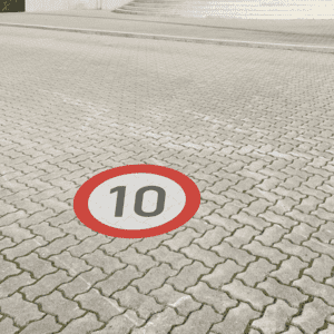 PREMARK® Bodenzeichen Höchstgeschwindigkeit 10km / h, R12, zum Einbrennen, Ø 750mm Bild 2