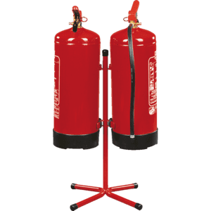 Feuerlöscher- Ständer, Aufbewahrung von 2 Geräten, für 4-12kg Löscher, rot, Stahl Bild 1