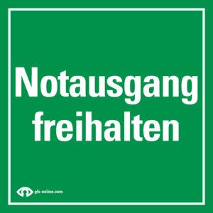 Rettungswegschild Notausgang freihalten, f. DEXCON, Hinterglas, Folie, 130x130mm Bild 1