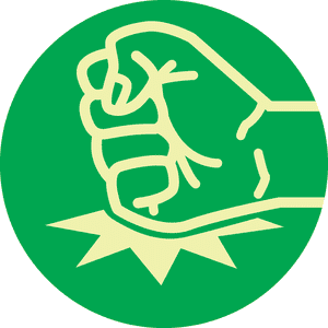 Hinweisschild für Fluchttürhauben, Haube abschlagen, Folie, lang nachleucht, Ø 45mm Bild 1