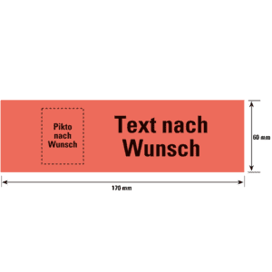 Warn-/Hinweisetikett, P+Tnach Wunsch, rot/schwarz, Haftpapier, permanent, 170x60mm, 250/Rolle Bild 1