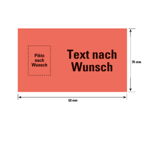 Warn-/Hinweisetikett, P+Tnach Wunsch, rot/schwarz, Haftpapier, permanent, 60x35mm, 500/Rolle Bild 1