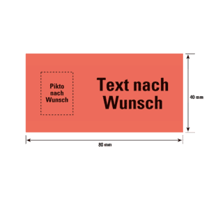 Warn-/Hinweisetikett, P+Tnach Wunsch, rot/schwarz, Haftpapier, permanent, 80x40mm, 500/Rolle Bild 1