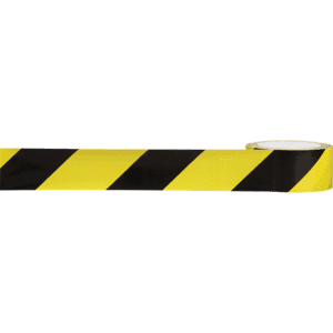 Warnband gelb/schwarz schraffiert, Polypropylen, 50mmx66m, 6 Rollen / Verpackungseinheit Bild 1