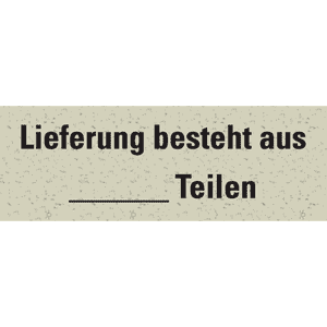 Hinweisetikett Lieferung besteht aus, weiß, Primärfaser-Graspapier, 147x50mm, 6 / Bogen Bild 1