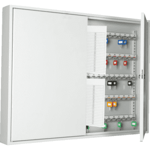 FORMAT Schlüsselschrank SZ, 2-türig, 100 Haken, lichtgrau, Stahlblech, 730x550x80mm Bild 1