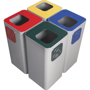 Abfallbehälter pure Essential, mit rotem Deckel, grau, Stahlblech, 100 Liter Bild 3