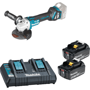Vorteils-Set Makita Akku-Winkelschleifer, Ladegerät, 2 Akkus und Diamantscheibe Bild 1
