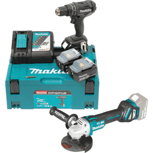 Vorteils- Set Makita Baustelle, Akku- Schlagbohrschrauber, Winkelschleifer Bild 1