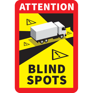 Aufkleber Achtung Toter Winkel - Attention, blind spots, englisch, Folie, 250x170mm Bild 1